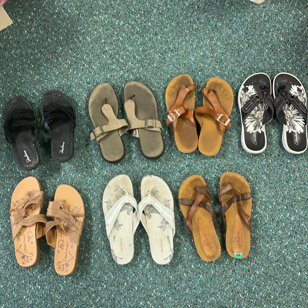 7 pairs of Used Lot of size 8 sandals